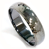 Mens 14K Black Gold Hammered Wedding Ring 6mm High Polished Band