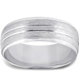 Mens 14k White Gold Comfort Fit Brushed Wedding Band Ring Mens 14k White Gold Comfort Fit Brushed Wedding Band Ring