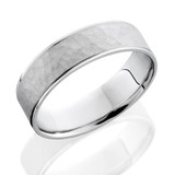 Mens 950 Platinum Beveled Hammered Wedding Band Ring