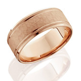 8mm Hammered Mens Wedding Band 14K Rose Gold