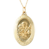 14k Yellow Gold St. Joseph Medal Pendant 1" Tall 2.5 Grams