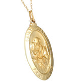 14k Yellow Gold St. Joseph Medal Pendant 1" Tall 2.5 Grams