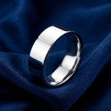 Mens 8mm Flat 950 Platinum Comfort Wedding Ring Band