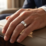 Mens 8mm Flat 950 Platinum Comfort Wedding Ring Band