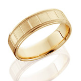 6mm Flat Brushed Hand Carved Mens 14K Yellow Gold Flat Wedding Band 6mm Flat Brushed Hand Carved Mens 14K Yellow Gold Flat Wedding Band