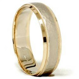 Mens Hammered Two Tone 14k White & Yellow Gold Wedding Band 6mm Wide Ring Solid
