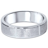 6mm Flat Brushed Mens Comfort Fit Wedding Band White Gold 6mm Flat Brushed Mens Comfort Fit Wedding Band White Gold