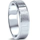 6mm Flat Brushed Mens Comfort Fit Wedding Band White Gold 6mm Flat Brushed Mens Comfort Fit Wedding Band White Gold