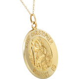 14k Yellow Gold St. Christopher Medal Pendant 1" Tall 3 Grams