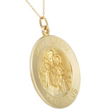 14k Yellow Gold St. Joseph Medal Pendant 1" Tall 5 Grams