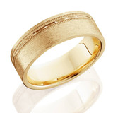 Mens 6mm Flat Brushed Offset Wedding Band 14K Yellow Gold Mens 6mm Flat Brushed Offset Wedding Band 14K Yellow Gold