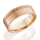 Mens 6mm Flat Brushed Offset Wedding Band 14K Rose Gold