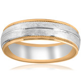 14k Yellow & White Gold Two Tone 6mm Facet Cut Wedding Band Mens Ring