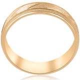 6mm Brushed Hand Carved Wedding Band 10K Yellow Gold