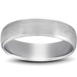 Mens 14k White Gold Brushed Wedding Band Beveled Polished Mans Ring