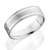 Double Channel Brushed Wedding Band 14K White Gold