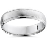 Mens Satin White Gold Wedding Band 6mm