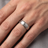 Mens Satin White Gold Wedding Band 6mm