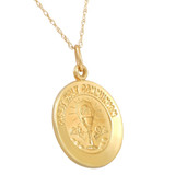 14k Yellow Gold First Holy Communion Medal Pendant .5" Tall 1.5 Grams