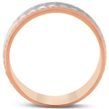 14k White & Rose Gold Hand Braided Wedding Band Mens Ring 8.5mm Wide