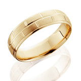 6mm 14K Yellow Gold Hand Carved Brushed Wedding Band