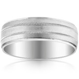 Mens 10k White Gold 7mm Band High Polished & Satin Wedding Ring Mens 10k White Gold 7mm Band High Polished & Satin Wedding Ring