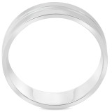 Mens 10k White Gold 6mm Band High Polished Concave Groove Accent Wedding Ring