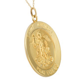 14k Yellow Gold St. Michael Medal Pendant  1" Tall 4.5 Grams