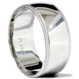9mm Milgrain Wedding Band 14K White Gold