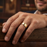 8mm Flat High Polished Wedding Band 14K Yellow Gold