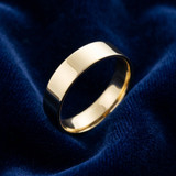 Mens 14K Yellow Gold Flat Plain Wedding Band