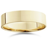 Mens 14K Yellow Gold Flat Plain Wedding Band