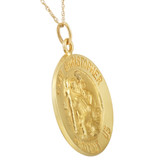 14k Yellow Gold St. Christopher Medal Pendant 1" Tall 5.5 Grams