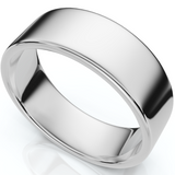 Mens 14K White Gold 7mm Flat Wedding Ring Band