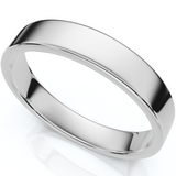 4mm Flat Solid 14K White Gold Comfort Fit Wedding Band High Polished Ring