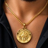 14k Yellow Gold St. Jude Thaddeus Medal Pendant 1" Tall 3.5 Grams