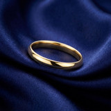 3mm Wide High Polished Dome Wedding Band Solid 14K Yellow Gold Ring