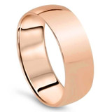 7mm Wide Low-Dome High Polished Band Solid 14K Rose Gold Men's Wedding Ring