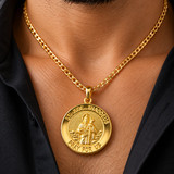 14k Yellow Gold St. Jude Thaddeus Medal Pendant 1" Tall 3 Grams