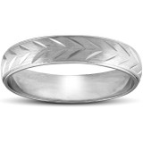 Chevron Brushed Mens Wedding Band 14K White Gold