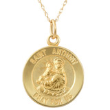 14k Yellow Gold St. Anthony Medal Pendant .5" Tall 1.5 Grams