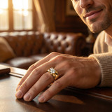 1/2ct Solitaire Diamond Mens Wedding Ring 14k Yellow Gold High Polished Round