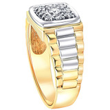 G/VS .40 ct Diamond Mens Ring Solid 14k White & Yellow Gold Two Tone