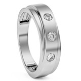 VS 1/2Ct Diamond Ring Men's Lab Grown 3 Stone Polished Wedding Band in 10k Gold