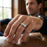 G/VS 2.25Ct Diamond Men's Three Stone Ring 10k White Gold Lab Grown