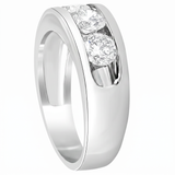 2 1/4Ct Diamond Men's Three Stone Anniversary Ring White Gold Lab Grown