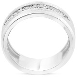 Mens .40ct White Gold Diamond 8mm Brushed Wedding Anniversary Band