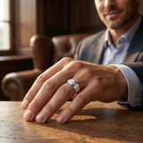 Mens .40ct White Gold Diamond 8mm Brushed Wedding Anniversary Band