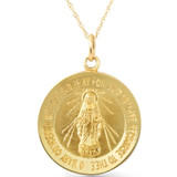 14k  Yellow Gold St. Mary Medal Pendant  1" Tall 4 Grams