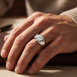 Mens 1 1/2ct Round Cut Diamond Solitaire Belcher Wedding Ring 14k Gold Lab Grown